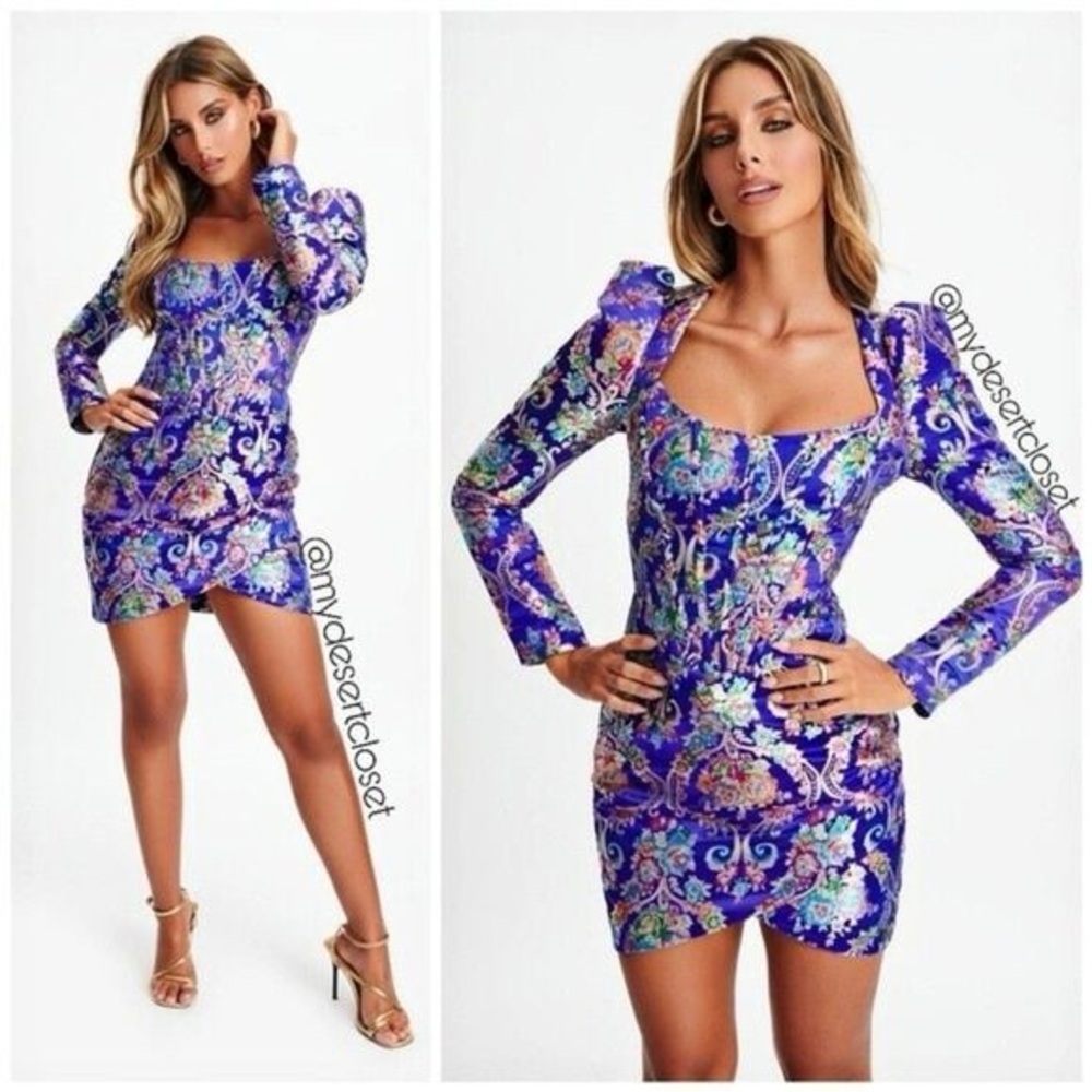 Blue printed dress 

Lavish Alice Blue Amelia Dress - Cobalt Blue